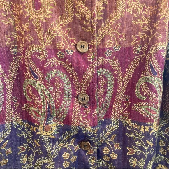 COLDWATER CREEK Sz PXL Made in India Lined Paisley Colourful  Buttoned Blazer - Picture 3 of 9
